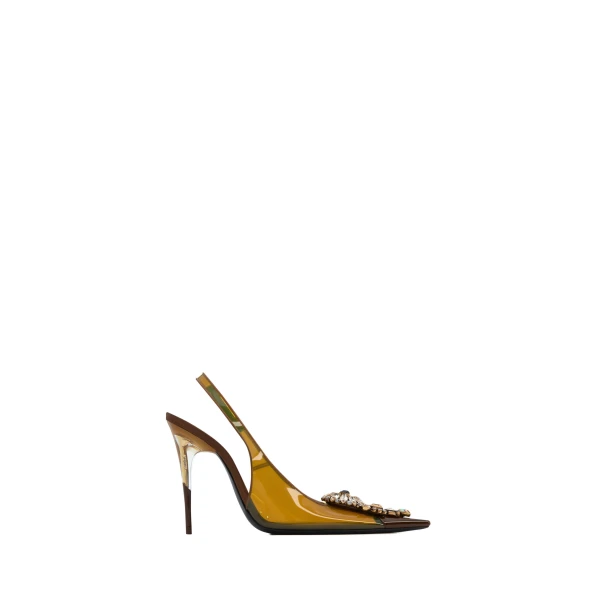Multicolour Saint Laurent Isabella Slingback Pumps in Tpu and Crystal | Heels