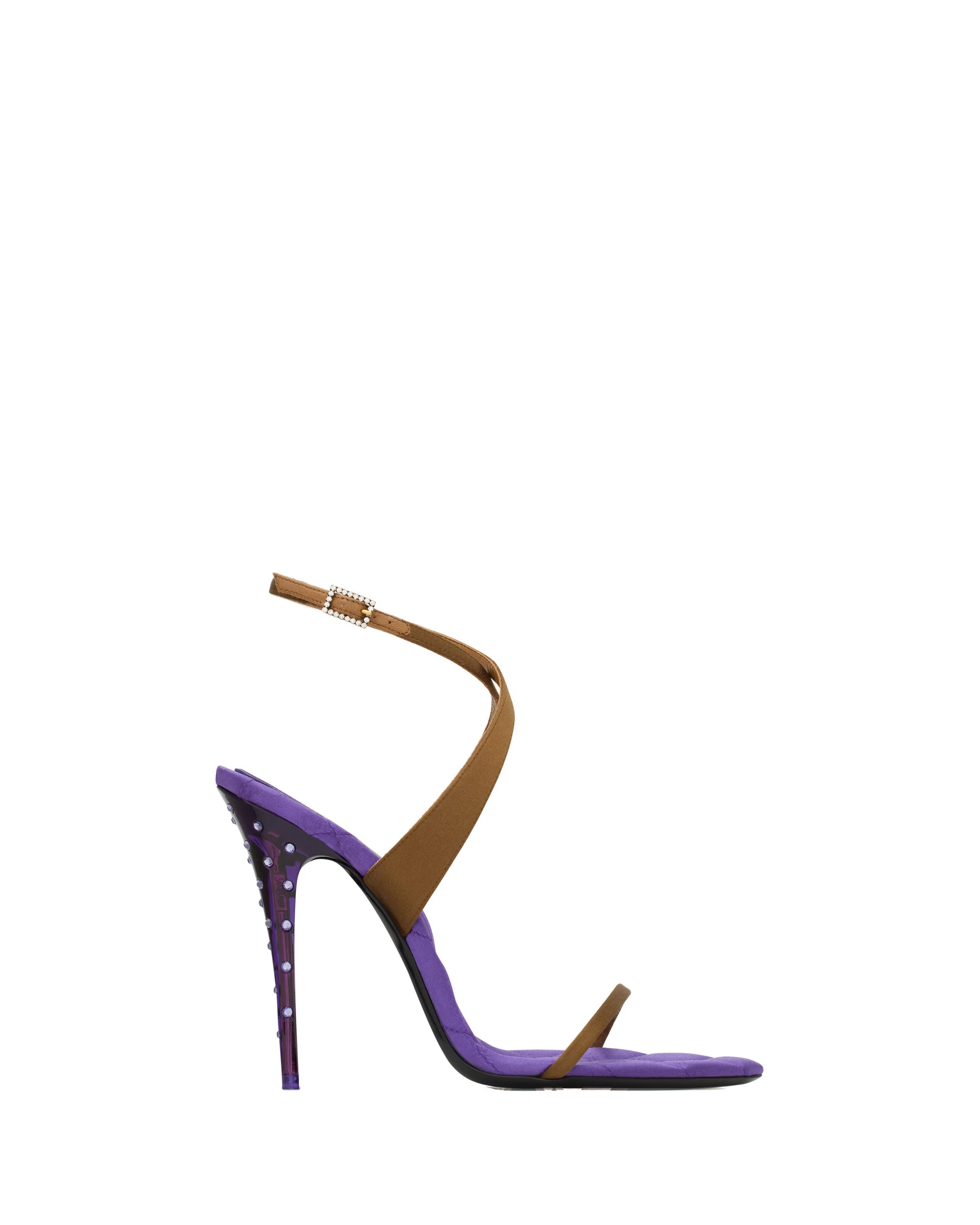 Saint Laurent Ivresse Sandals in Satin Crepe and Crystals, Cognac and Tanzanite Multicolour Saint Laurent Ivresse Sandals in Satin Crepe and Crystals, Cognac and Tanzanite | Sandals