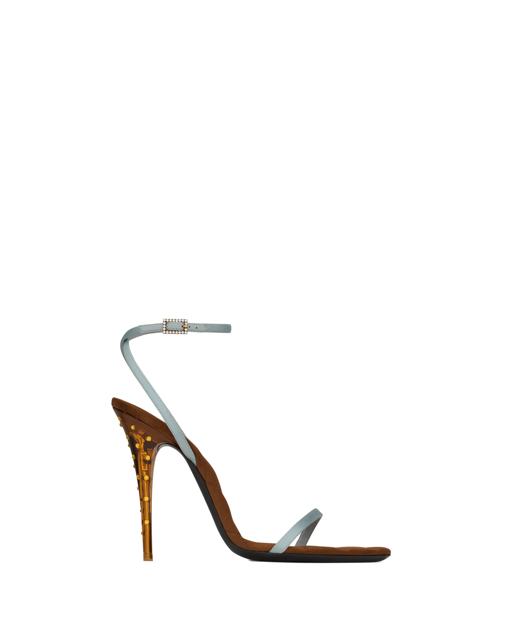 Saint Laurent Ivresse Sandals in Satin Crepe and Crystals, Pecan Brown and Topaz Multicolour Saint Laurent Ivresse Sandals in Satin Crepe and Crystals, Pecan Brown and Topaz | Sandals