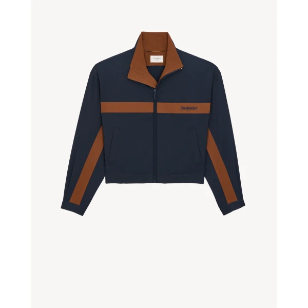 Multicolour Saint Laurent Jacket in Cotton, Marine and Marron, view 2 | Jackets