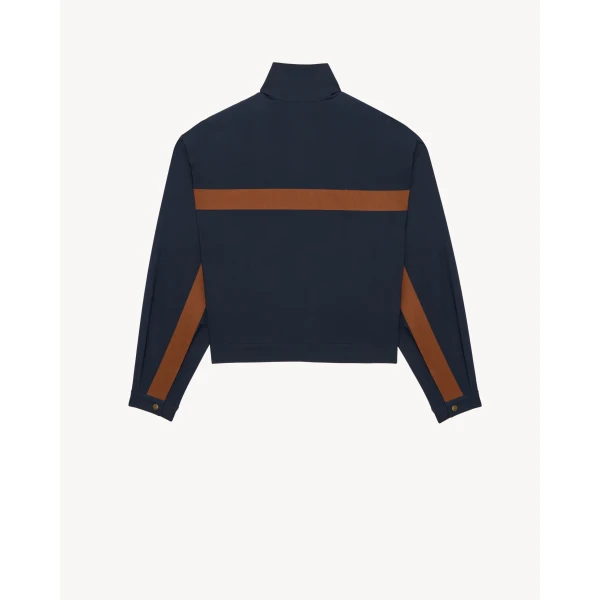 Multicolour Saint Laurent Jacket in Cotton, Marine and Marron, view 3 | Jackets