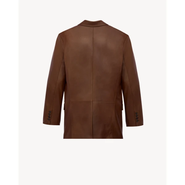 Beige Saint Laurent Jacket in Lambskin, Brun Chene, view 2 | Leather Jackets