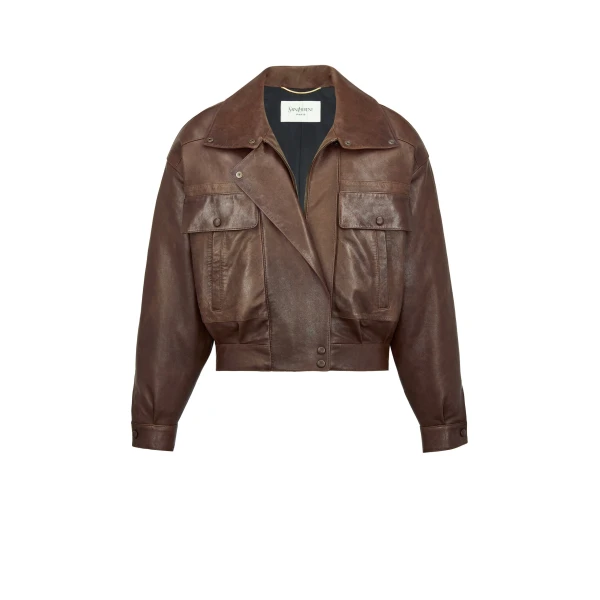 Multicolour Saint Laurent Jacket in Lambskin, Brun Normandie and Espresso | Leather Jackets