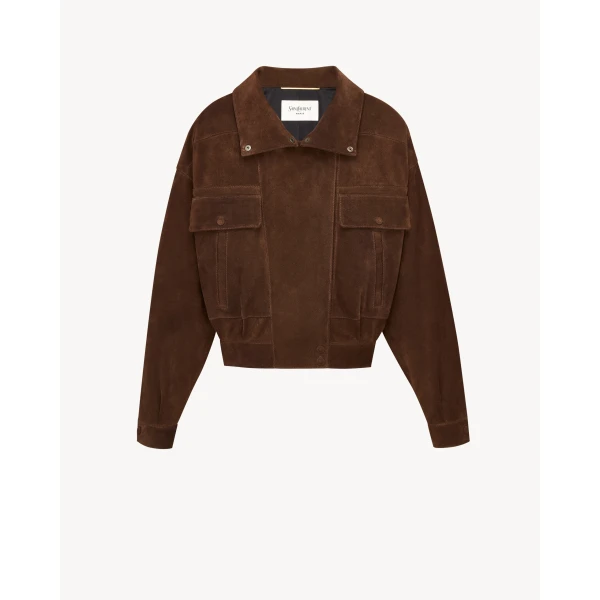 Beige Saint Laurent Jacket in Vintage Split Leather, Ebene, view 4 | Leather Jackets