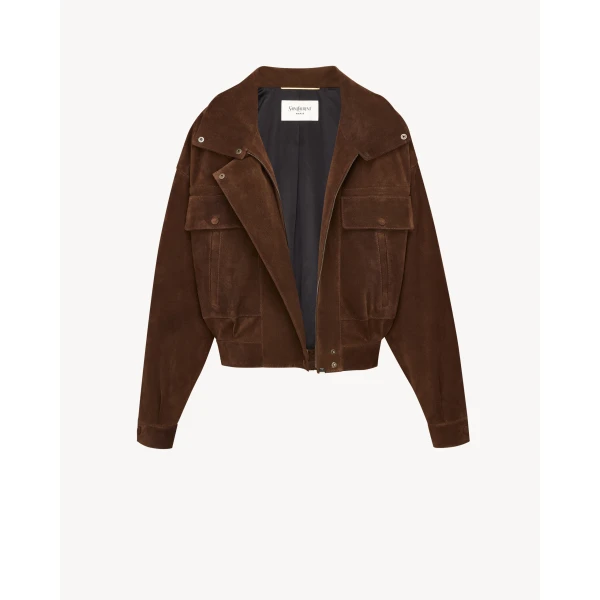 Beige Saint Laurent Jacket in Vintage Split Leather, Ebene, view 5 | Leather Jackets