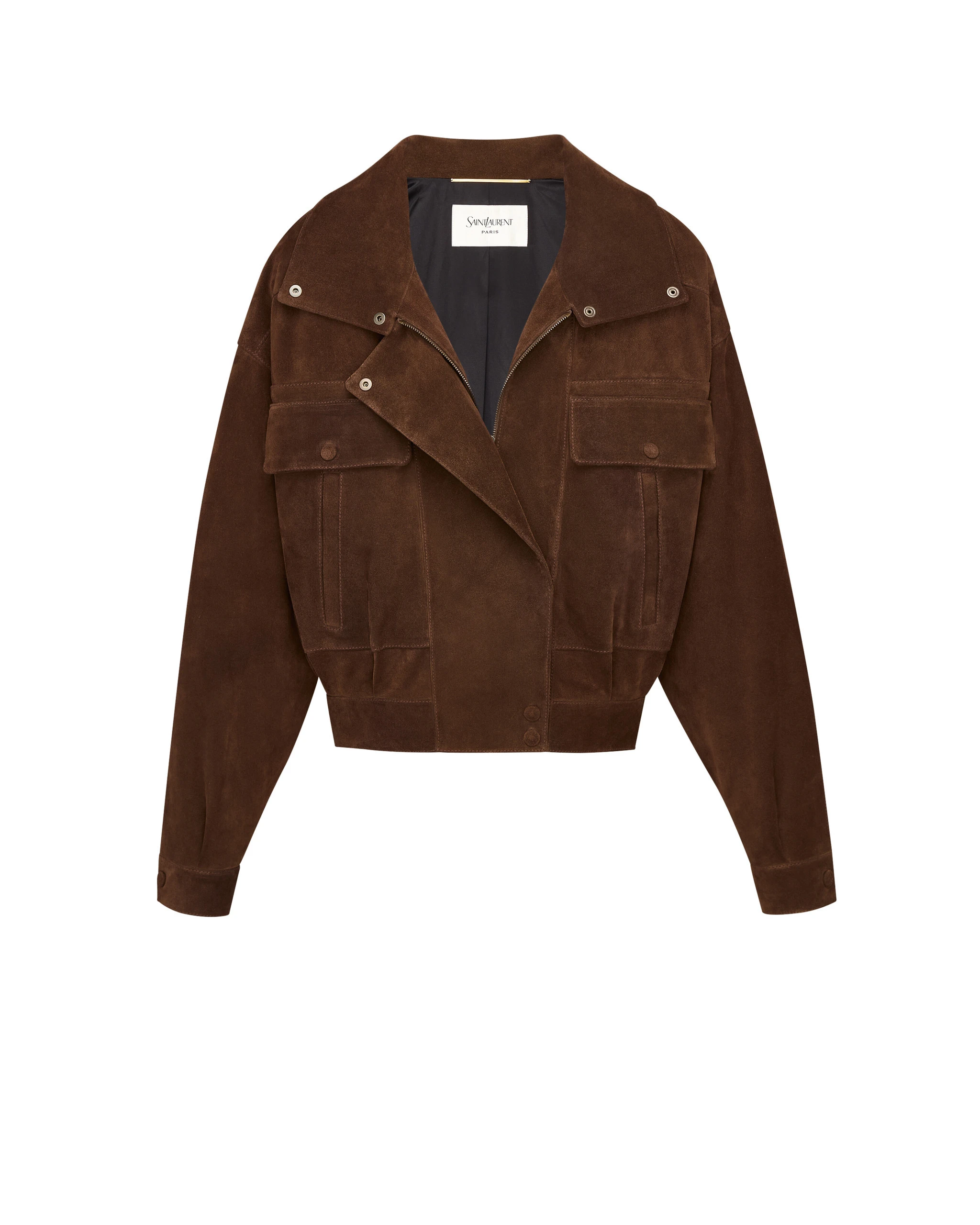 Saint Laurent Jacket in Vintage Split Leather, Ebene Beige Saint Laurent Jacket in Vintage Split Leather, Ebene | Leather Jackets