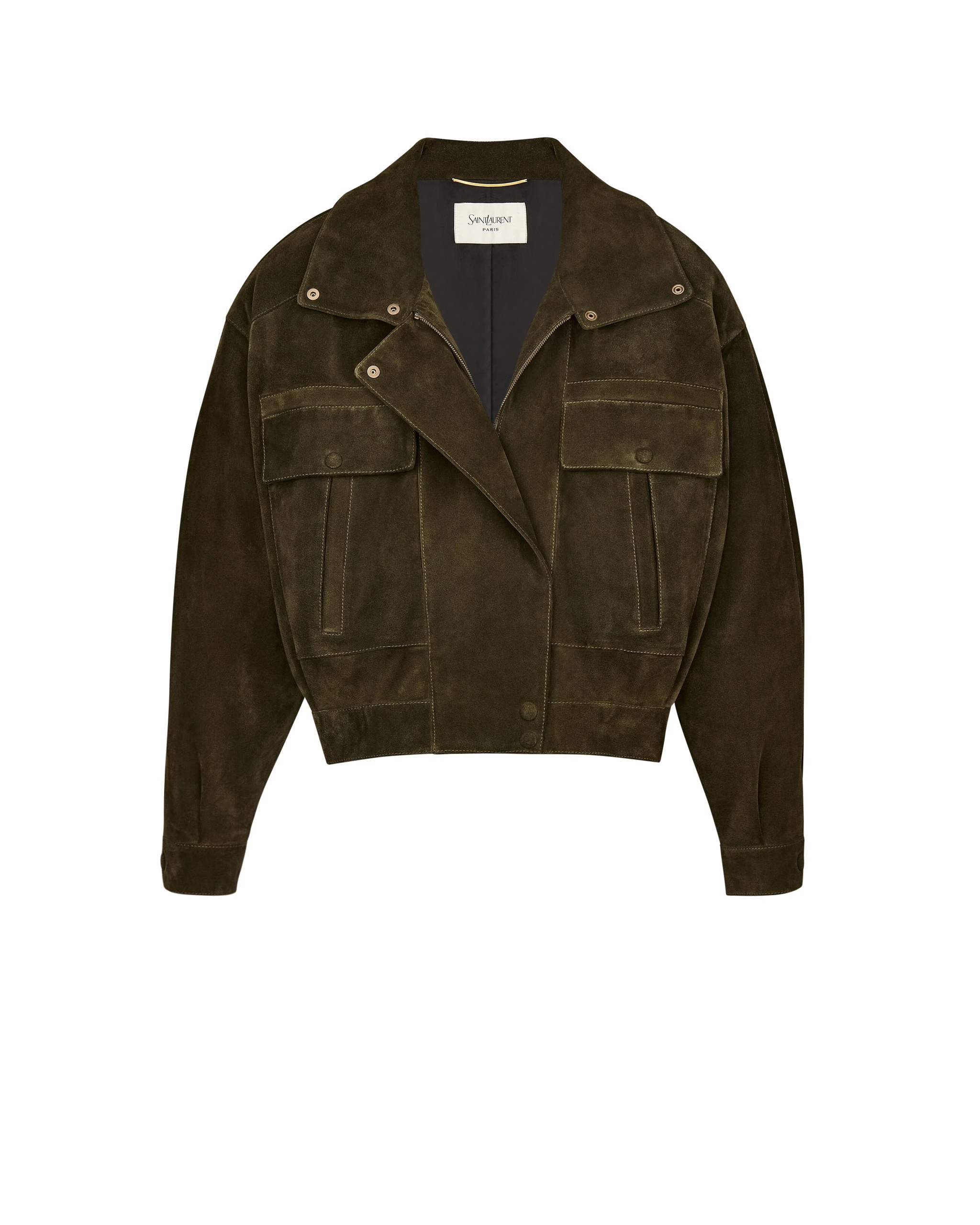 Saint Laurent Jacket in Vintage Split Leather, Militaire Green Saint Laurent Jacket in Vintage Split Leather, Militaire | Leather Jackets