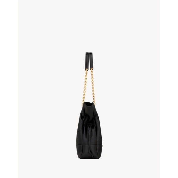 Black Saint Laurent Jamie Shopping Small in Lambskin, Black, view 4 | Totes & Top-Handle Bags