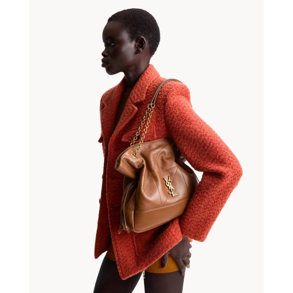 Brown Saint Laurent Jamie Shopping Small in Lambskin, Fox, view 2 | Totes & Top-Handle Bags