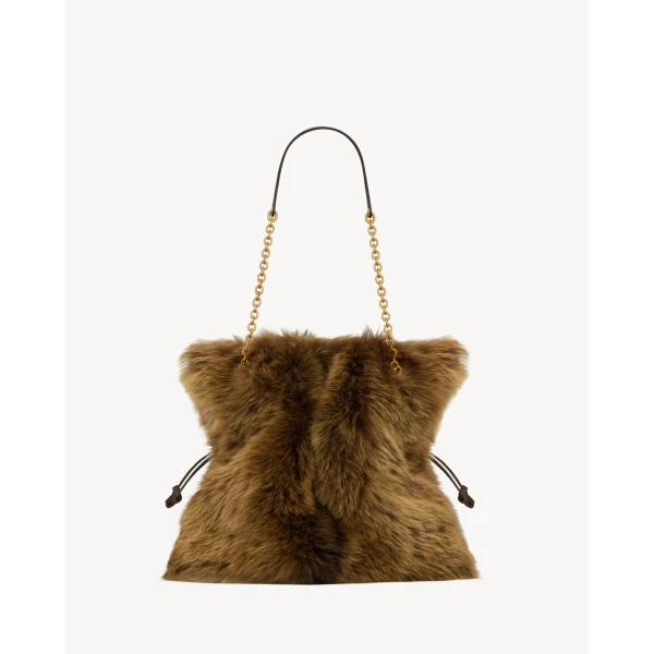 Brown Saint Laurent Jamie Shopping in Shearling, view 4 | Totes & Top-Handle Bags