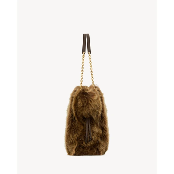Brown Saint Laurent Jamie Shopping in Shearling, view 5 | Totes & Top-Handle Bags
