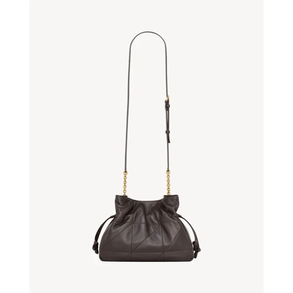 Brown Saint Laurent Jamie Shoulder Pouch in Lambskin, Arabica, view 3 | Clutch Bags