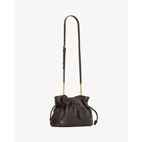 Brown Saint Laurent Jamie Shoulder Pouch in Lambskin, Arabica, view 5 | Clutch Bags