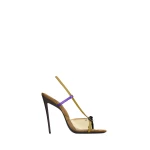 Multicolour Saint Laurent Jean Sandals in Tpu and Satin, Oil Green and Cognac | Sandals