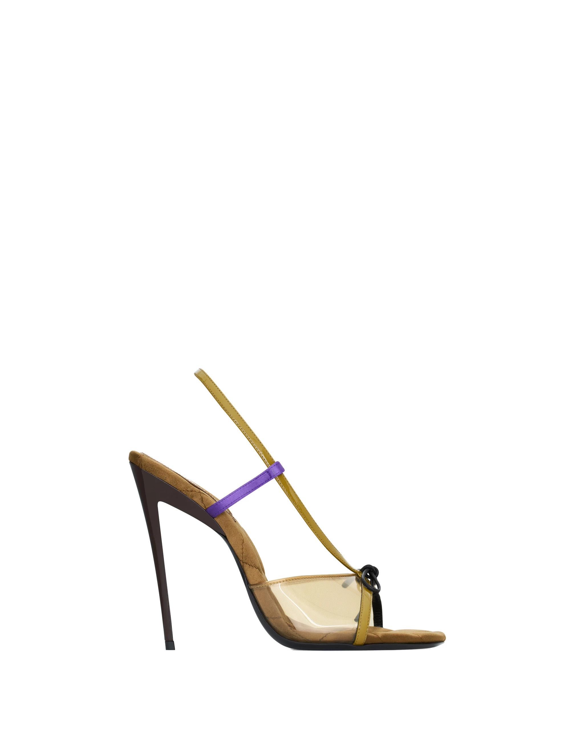 Saint Laurent Jean Sandals in Tpu and Satin, Oil Green and Cognac Multicolour Saint Laurent Jean Sandals in Tpu and Satin, Oil Green and Cognac | Sandals