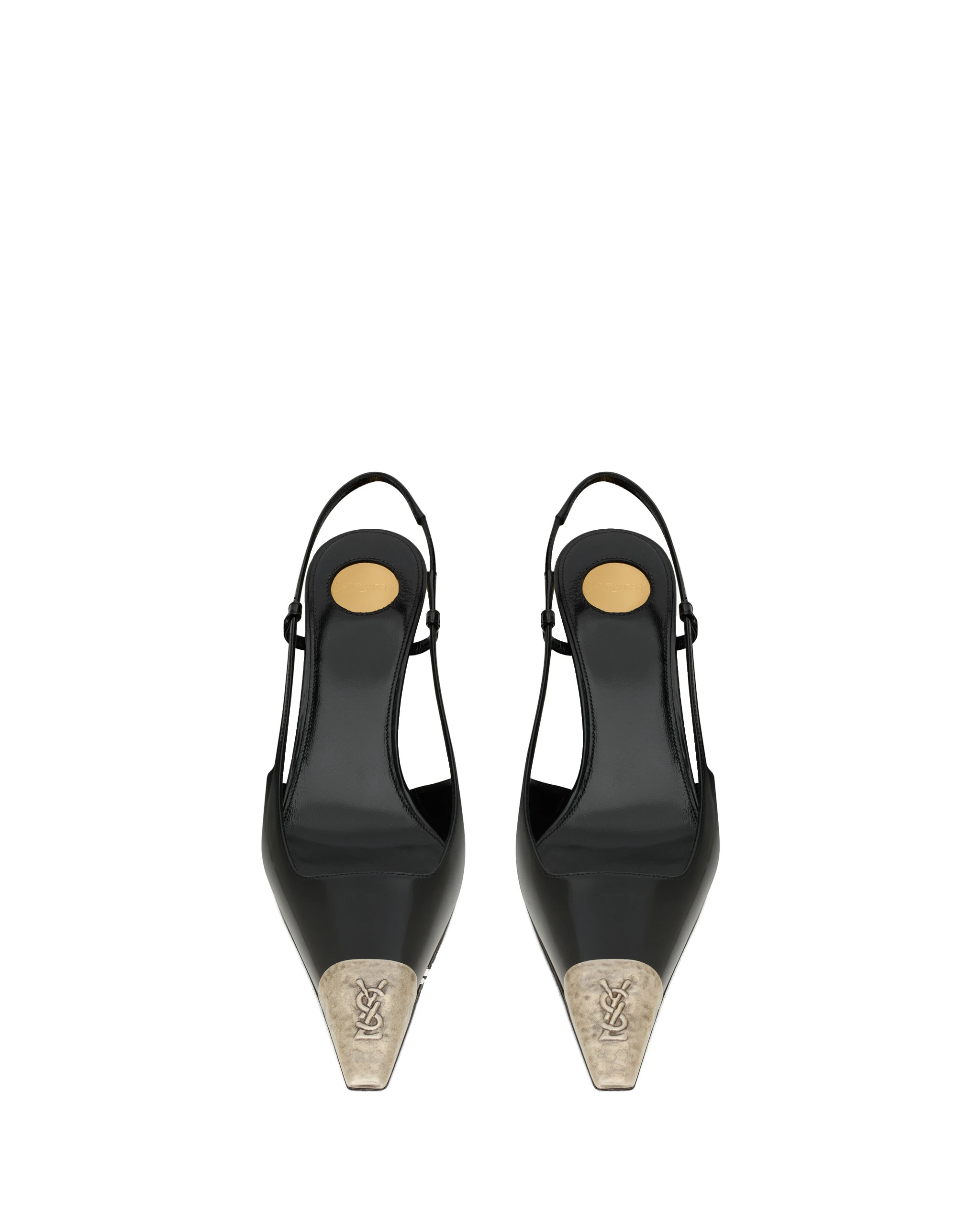 Saint Laurent Jeanne Slingback Pumps in Glazed Leather, Black, 75 mm Black Saint Laurent Jeanne Slingback Pumps in Glazed Leather, Black, 75 mm | Heels