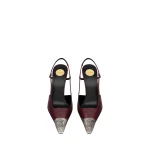Red Saint Laurent Jeanne Slingback Pumps in Smooth Leather, Vintage Bordeaux | Heels