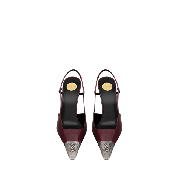 Jeanne Slingback Pumps in Smooth Leather, Vintage Bordeaux