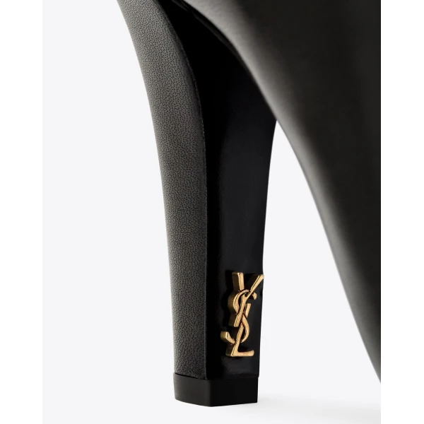 Black Saint Laurent Jill Booties in Smooth Leather, Black, view 4 | Boots