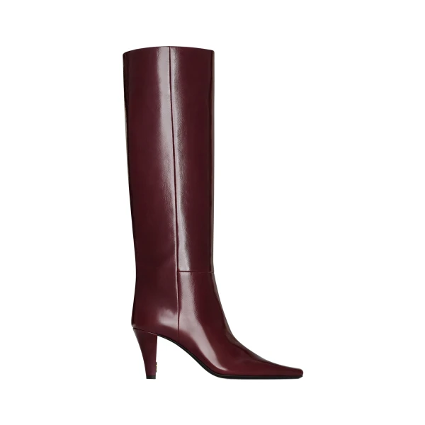 Red Saint Laurent Jill Boots in Smooth Leather, Vintage Bordeaux | Boots