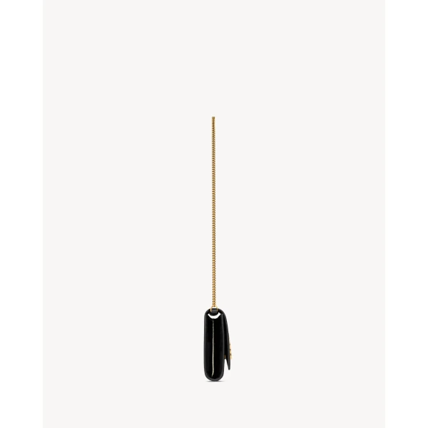Black Saint Laurent Kate Clutch in Patent Leather, Black, view 5 | Clutch Bags