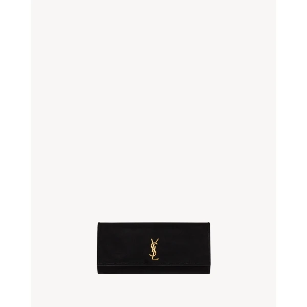 Black Saint Laurent Kate Clutch in Velvet | Clutch Bags