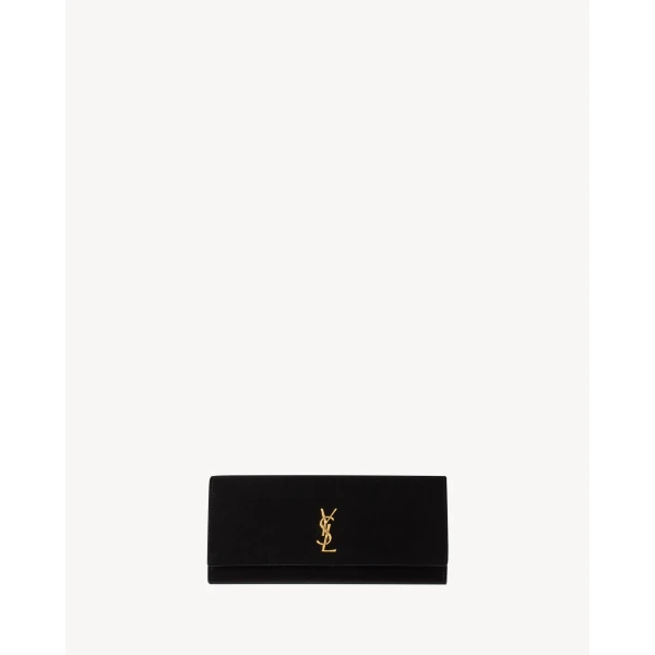 Black Saint Laurent Kate Clutch on Chain in Velvet | Clutch Bags