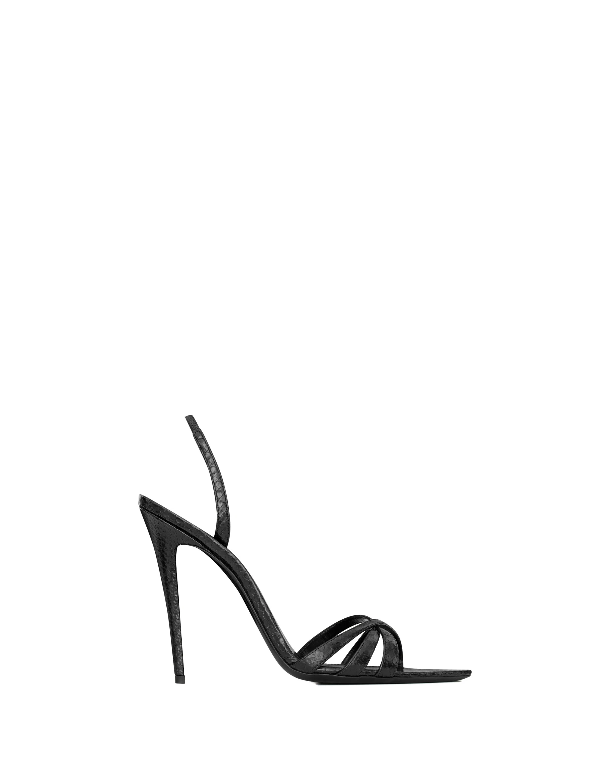 Saint Laurent Kate Sandals in Python-Embossed Leather Black Saint Laurent Kate Sandals in Python-Embossed Leather | Sandals