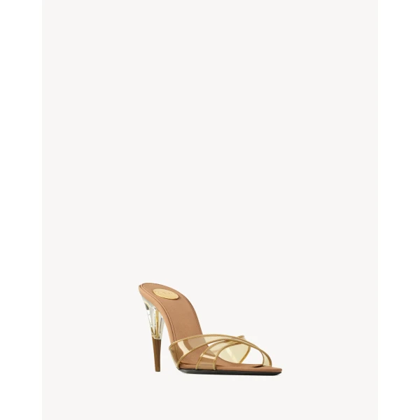 Multicolour Saint Laurent Kirat Sandals in Tpu and Satin Crepe, view 3 | Sandals
