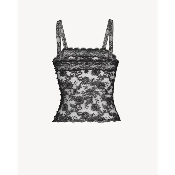 Black Saint Laurent Lace Camisole, view 3 | Camisoles