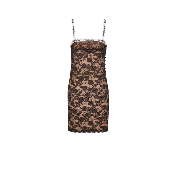 Black Saint Laurent Lace Slip Dress | Dresses