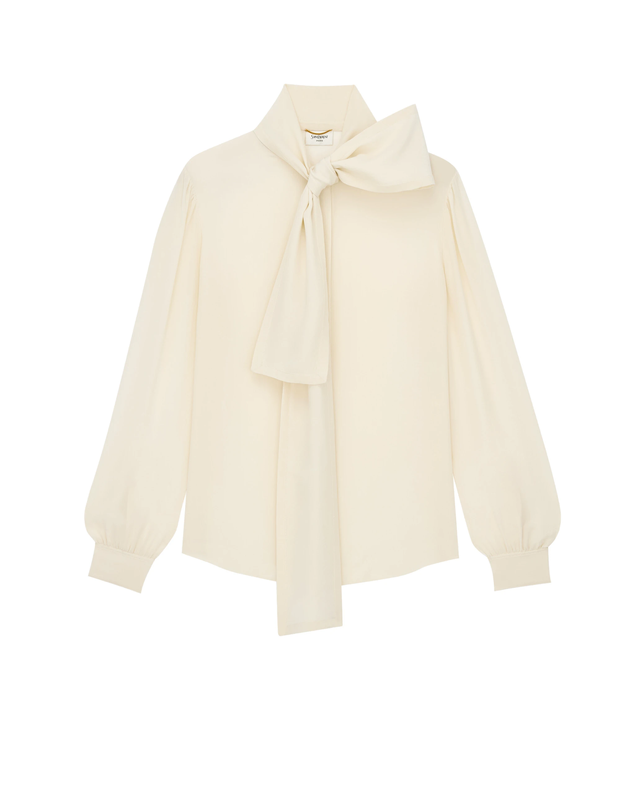 Saint Laurent Lavallière Blouse in Silk Crepe de Chine Grey Saint Laurent Lavallière Blouse in Silk Crepe de Chine | Blouse