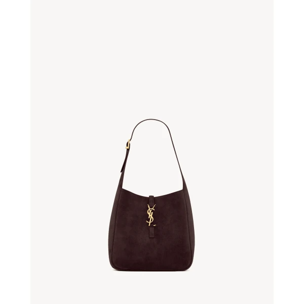 Brown Saint Laurent Le 5 À 7 Supple Small in Suede, Arabica | Shoulder & Crossbody Bags