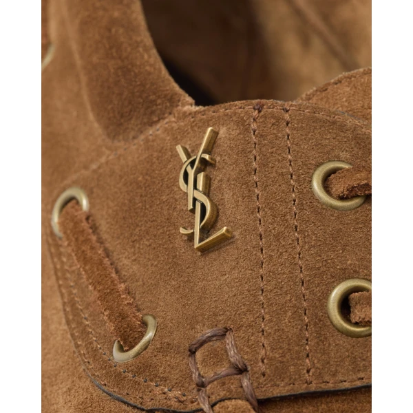 Brown Saint Laurent Le Loafer Boat Shoes in Suede, view 4 | Loafers