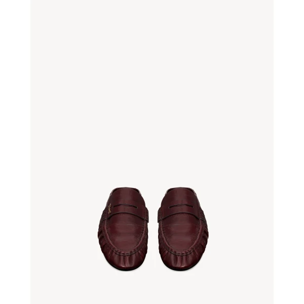 Red Saint Laurent Le Loafer Mules in Hagfish, Deep Bordeaux, view 2 | Mules