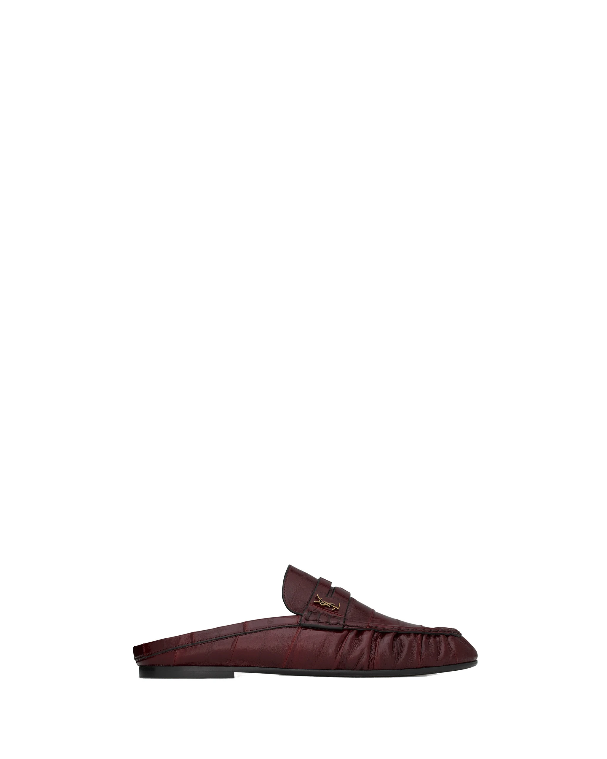 Saint Laurent Le Loafer Mules in Hagfish, Deep Bordeaux Red Saint Laurent Le Loafer Mules in Hagfish, Deep Bordeaux | Mules