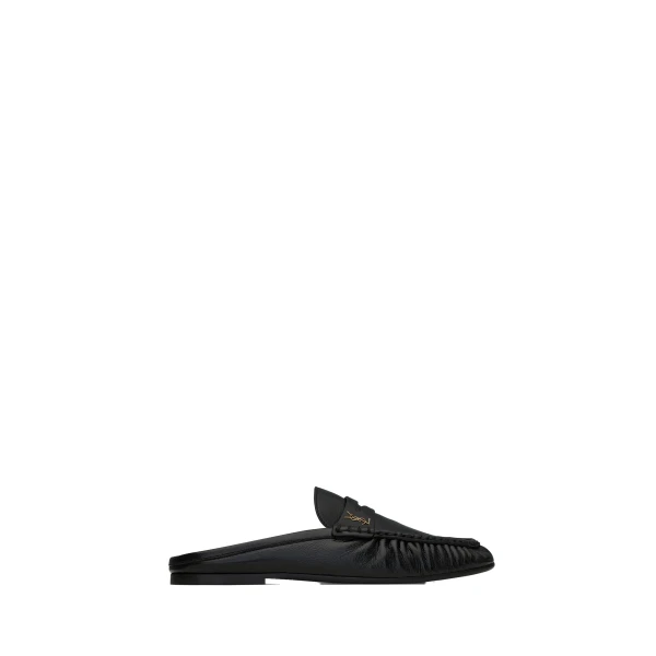 Le Loafer Mules in Shiny Creased Leather