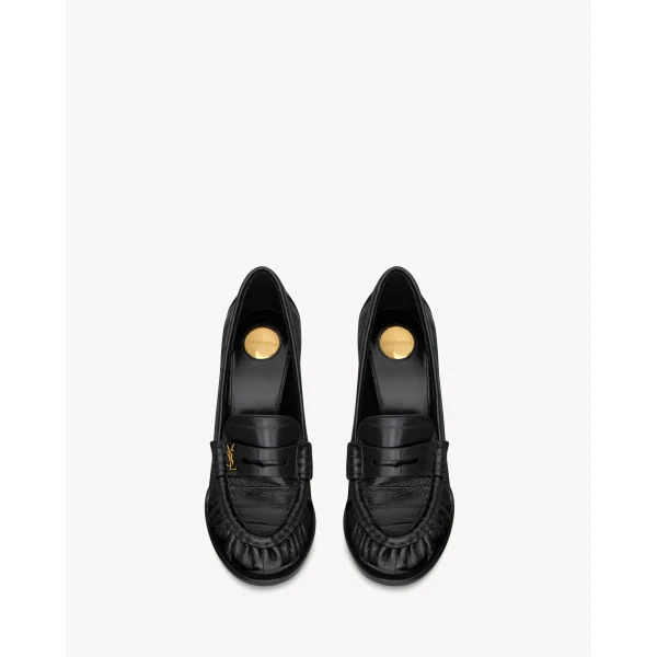 Black Saint Laurent Le Loafer Pumps in Hagfish, view 2 | Heels