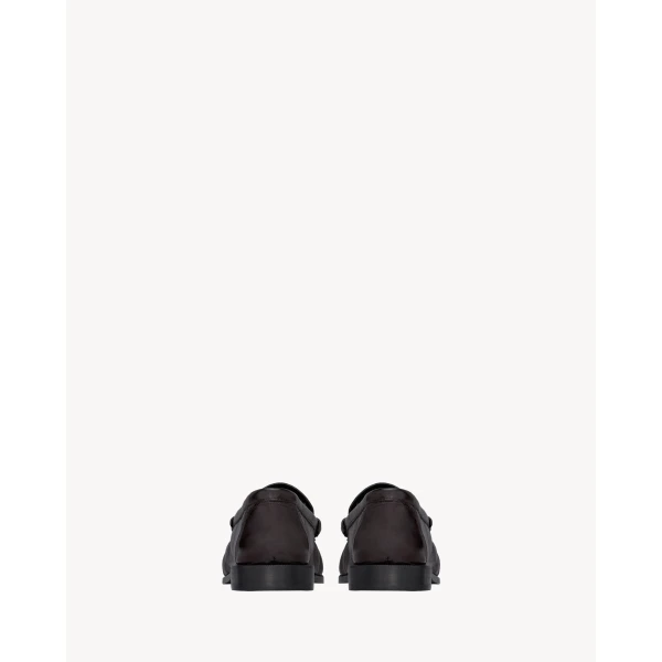Brown Saint Laurent Le Loafer Supple in Hagfish, Burnt Brown, view 3 | Loafers