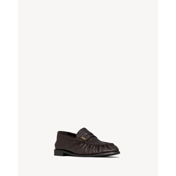 Brown Saint Laurent Le Loafer Supple in Hagfish, Burnt Brown, view 4 | Loafers