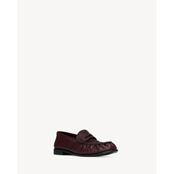 Red Saint Laurent Le Loafer Supple in Hagfish, Deep Bordeaux, view 3 | Loafers