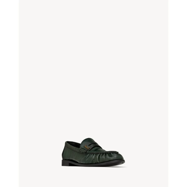 Green Saint Laurent Le Loafer Supple in Hagfish, English Green, view 3 | Loafers