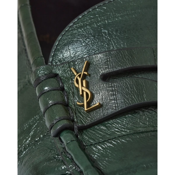 Green Saint Laurent Le Loafer Supple in Hagfish, English Green, view 4 | Loafers