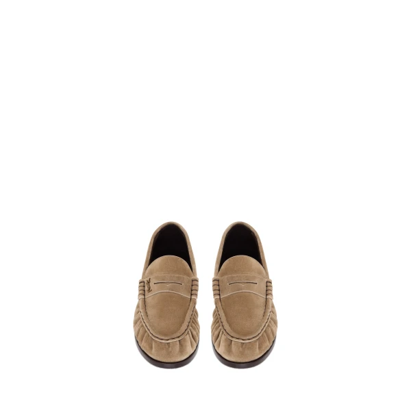 Beige Saint Laurent Le Loafer Supple in Suede, Nude | Loafers