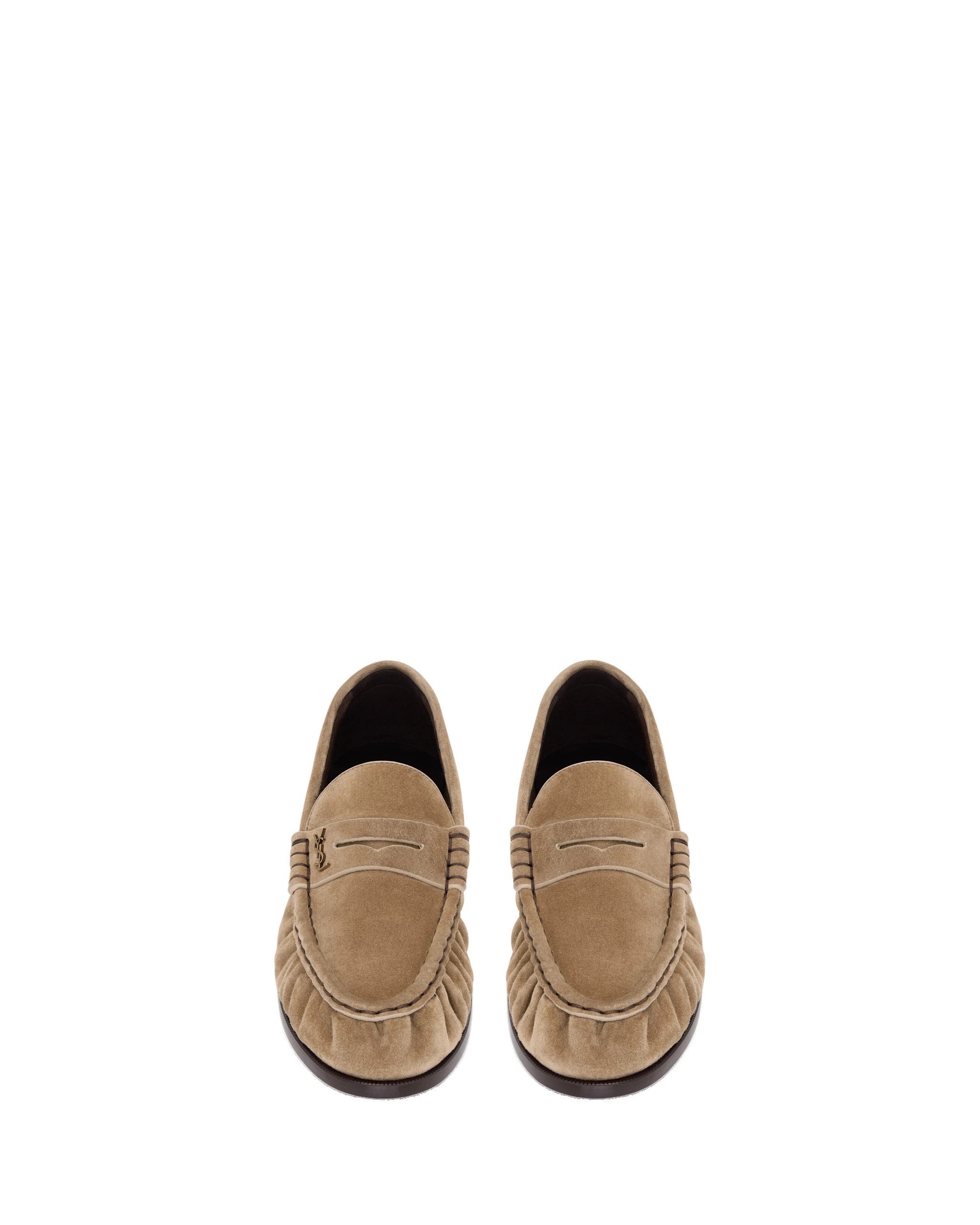 Saint Laurent Le Loafer Supple in Suede, Nude Beige Saint Laurent Le Loafer Supple in Suede, Nude | Loafers