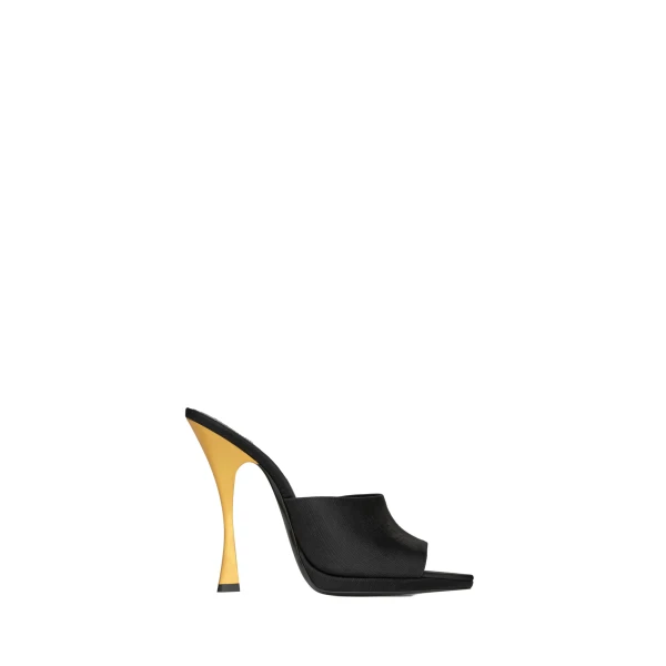Black Saint Laurent Leon Mules in Satin | Mules