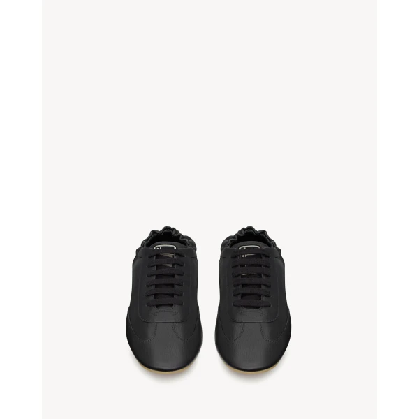 Black Saint Laurent Lewis Sneakers in Grained Leather, view 2 | Sneakers