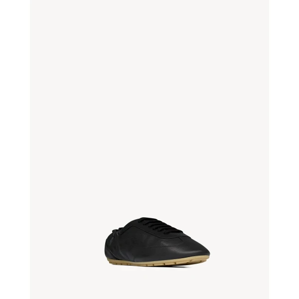 Black Saint Laurent Lewis Sneakers in Grained Leather, view 3 | Sneakers