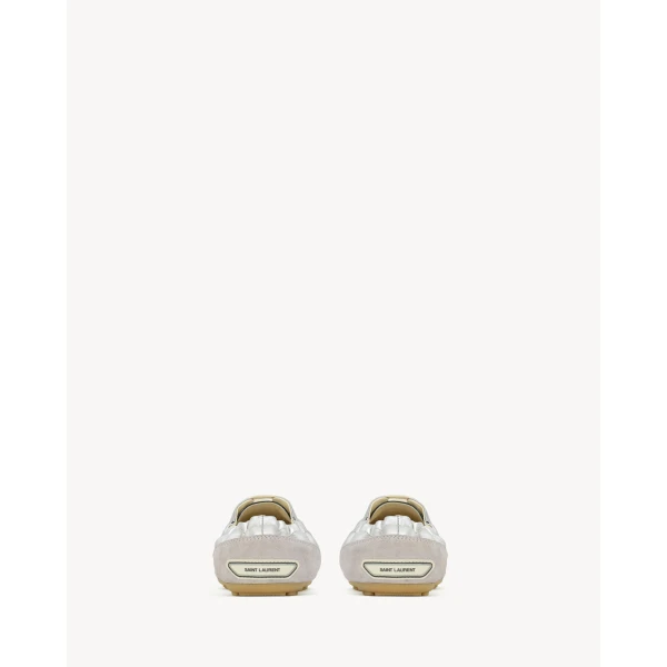 Metallic Saint Laurent Lewis Sneakers in Metallic Leather and Suede, view 3 | Sneakers
