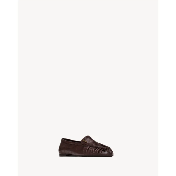Brown Saint Laurent Loaferino Ballerinas in Hagfish, view 3 | Flats